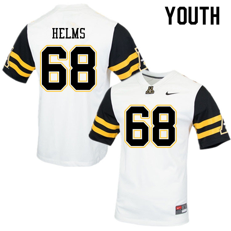 Youth #68 Isaiah Helms Appalachian State Mountaineers College Football Jerseys Sale-White - Click Image to Close